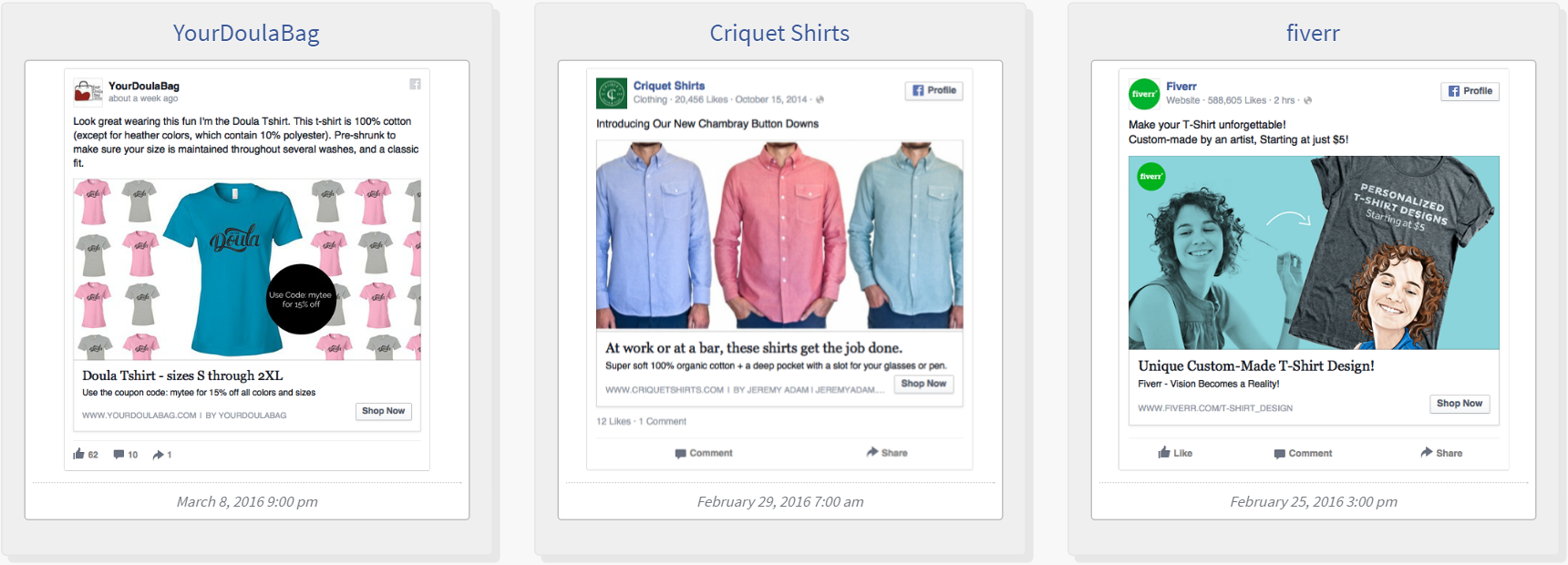 Facebook Shirt Ad Example